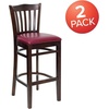 image:imageFlash Furniture HERCULES Series Vertical Slat Back Mahogany Wood Restaurant BarstoolBurgundy Vinyl SeatWalnut Wood Frame