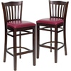 image:imageFlash Furniture HERCULES Series Vertical Slat Back Mahogany Wood Restaurant BarstoolBurgundy Vinyl SeatWalnut Wood Frame
