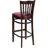 image:imageFlash Furniture HERCULES Series Vertical Slat Back Mahogany Wood Restaurant BarstoolBurgundy Vinyl SeatWalnut Wood Frame