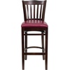 image:imageFlash Furniture HERCULES Series Vertical Slat Back Mahogany Wood Restaurant BarstoolBurgundy Vinyl SeatWalnut Wood Frame