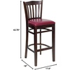 image:imageFlash Furniture HERCULES Series Vertical Slat Back Mahogany Wood Restaurant BarstoolBurgundy Vinyl SeatWalnut Wood Frame
