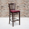 image:imageFlash Furniture HERCULES Series Vertical Slat Back Mahogany Wood Restaurant BarstoolBurgundy Vinyl SeatWalnut Wood Frame