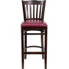 image:imageFlash Furniture HERCULES Series Vertical Slat Back Mahogany Wood Restaurant BarstoolBurgundy Vinyl SeatWalnut Wood Frame