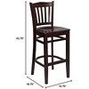 image:imageFlash Furniture HERCULES Series Vertical Slat Back Mahogany Wood Restaurant BarstoolWalnut Wood SeatWalnut Wood Frame