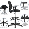 image:imageFlash Furniture Harper Ergonomic MidBack Mesh Drafting Chair with Black Fabric Seat and Adjustable Foot RingWith Arms