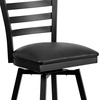 image:imageFlash Furniture Hercules Series Ladder Back Swivel Barstool Commercial Grade Modern Metal Bar Stool with Padded 360Degree Swivel Seat BlackBlack Vinyl SeatBlack Metal Frame