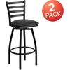 image:imageFlash Furniture Hercules Series Ladder Back Swivel Barstool Commercial Grade Modern Metal Bar Stool with Padded 360Degree Swivel Seat BlackBlack Vinyl SeatBlack Metal Frame