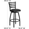 image:imageFlash Furniture Hercules Series Ladder Back Swivel Barstool Commercial Grade Modern Metal Bar Stool with Padded 360Degree Swivel Seat BlackBlack Vinyl SeatBlack Metal Frame