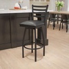 image:imageFlash Furniture Hercules Series Ladder Back Swivel Barstool Commercial Grade Modern Metal Bar Stool with Padded 360Degree Swivel Seat BlackBlack Vinyl SeatBlack Metal Frame