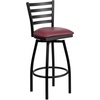 image:imageFlash Furniture Hercules Series Ladder Back Swivel Barstool Commercial Grade Modern Metal Bar Stool with Padded 360Degree Swivel Seat BlackBurgundy Vinyl SeatBlack Metal Frame