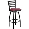 image:imageFlash Furniture Hercules Series Ladder Back Swivel Barstool Commercial Grade Modern Metal Bar Stool with Padded 360Degree Swivel Seat BlackBurgundy Vinyl SeatBlack Metal Frame