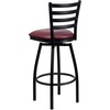 image:imageFlash Furniture Hercules Series Ladder Back Swivel Barstool Commercial Grade Modern Metal Bar Stool with Padded 360Degree Swivel Seat BlackBurgundy Vinyl SeatBlack Metal Frame