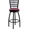 image:imageFlash Furniture Hercules Series Ladder Back Swivel Barstool Commercial Grade Modern Metal Bar Stool with Padded 360Degree Swivel Seat BlackBurgundy Vinyl SeatBlack Metal Frame