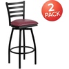 image:imageFlash Furniture Hercules Series Ladder Back Swivel Barstool Commercial Grade Modern Metal Bar Stool with Padded 360Degree Swivel Seat BlackBurgundy Vinyl SeatBlack Metal Frame
