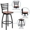 image:imageFlash Furniture Hercules Series Ladder Back Swivel Barstool Commercial Grade Modern Metal Bar Stool with Padded 360Degree Swivel Seat BlackCherry Wood SeatBlack Metal Frame