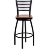 image:imageFlash Furniture Hercules Series Ladder Back Swivel Barstool Commercial Grade Modern Metal Bar Stool with Padded 360Degree Swivel Seat BlackCherry Wood SeatBlack Metal Frame
