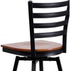 image:imageFlash Furniture Hercules Series Ladder Back Swivel Barstool Commercial Grade Modern Metal Bar Stool with Padded 360Degree Swivel Seat BlackCherry Wood SeatBlack Metal Frame
