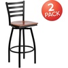 image:imageFlash Furniture Hercules Series Ladder Back Swivel Barstool Commercial Grade Modern Metal Bar Stool with Padded 360Degree Swivel Seat BlackCherry Wood SeatBlack Metal Frame
