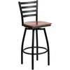image:imageFlash Furniture Hercules Series Ladder Back Swivel Barstool Commercial Grade Modern Metal Bar Stool with Padded 360Degree Swivel Seat BlackCherry Wood SeatBlack Metal Frame