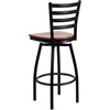 image:imageFlash Furniture Hercules Series Ladder Back Swivel Barstool Commercial Grade Modern Metal Bar Stool with Padded 360Degree Swivel Seat BlackCherry Wood SeatBlack Metal Frame