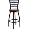 image:imageFlash Furniture Hercules Series Ladder Back Swivel Barstool Commercial Grade Modern Metal Bar Stool with Padded 360Degree Swivel Seat BlackCherry Wood SeatBlack Metal Frame