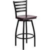 image:imageFlash Furniture Hercules Series Ladder Back Swivel Barstool Commercial Grade Modern Metal Bar Stool with Padded 360Degree Swivel Seat BlackMahogany Wood SeatBlack Metal Frame