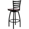 image:imageFlash Furniture Hercules Series Ladder Back Swivel Barstool Commercial Grade Modern Metal Bar Stool with Padded 360Degree Swivel Seat BlackMahogany Wood SeatBlack Metal Frame