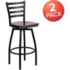image:imageFlash Furniture Hercules Series Ladder Back Swivel Barstool Commercial Grade Modern Metal Bar Stool with Padded 360Degree Swivel Seat BlackMahogany Wood SeatBlack Metal Frame