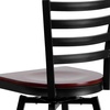 image:imageFlash Furniture Hercules Series Ladder Back Swivel Barstool Commercial Grade Modern Metal Bar Stool with Padded 360Degree Swivel Seat BlackMahogany Wood SeatBlack Metal Frame