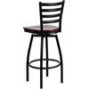 image:imageFlash Furniture Hercules Series Ladder Back Swivel Barstool Commercial Grade Modern Metal Bar Stool with Padded 360Degree Swivel Seat BlackMahogany Wood SeatBlack Metal Frame