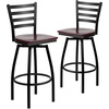 image:imageFlash Furniture Hercules Series Ladder Back Swivel Barstool Commercial Grade Modern Metal Bar Stool with Padded 360Degree Swivel Seat BlackMahogany Wood SeatBlack Metal Frame