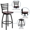 image:imageFlash Furniture Hercules Series Ladder Back Swivel Barstool Commercial Grade Modern Metal Bar Stool with Padded 360Degree Swivel Seat BlackMahogany Wood SeatBlack Metal Frame