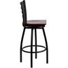 image:imageFlash Furniture Hercules Series Ladder Back Swivel Barstool Commercial Grade Modern Metal Bar Stool with Padded 360Degree Swivel Seat BlackMahogany Wood SeatBlack Metal Frame