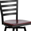 image:imageFlash Furniture Hercules Series Ladder Back Swivel Barstool Commercial Grade Modern Metal Bar Stool with Padded 360Degree Swivel Seat BlackMahogany Wood SeatBlack Metal Frame