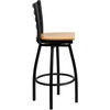 image:imageFlash Furniture Hercules Series Ladder Back Swivel Barstool Commercial Grade Modern Metal Bar Stool with Padded 360Degree Swivel Seat BlackNatural Wood SeatBlack Metal Frame