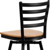image:imageFlash Furniture Hercules Series Ladder Back Swivel Barstool Commercial Grade Modern Metal Bar Stool with Padded 360Degree Swivel Seat BlackNatural Wood SeatBlack Metal Frame
