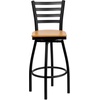 image:imageFlash Furniture Hercules Series Ladder Back Swivel Barstool Commercial Grade Modern Metal Bar Stool with Padded 360Degree Swivel Seat BlackNatural Wood SeatBlack Metal Frame