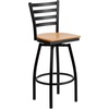 image:imageFlash Furniture Hercules Series Ladder Back Swivel Barstool Commercial Grade Modern Metal Bar Stool with Padded 360Degree Swivel Seat BlackNatural Wood SeatBlack Metal Frame