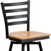 image:imageFlash Furniture Hercules Series Ladder Back Swivel Barstool Commercial Grade Modern Metal Bar Stool with Padded 360Degree Swivel Seat BlackNatural Wood SeatBlack Metal Frame