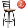 image:imageFlash Furniture Hercules Series Ladder Back Swivel Barstool Commercial Grade Modern Metal Bar Stool with Padded 360Degree Swivel Seat BlackNatural Wood SeatBlack Metal Frame