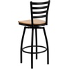 image:imageFlash Furniture Hercules Series Ladder Back Swivel Barstool Commercial Grade Modern Metal Bar Stool with Padded 360Degree Swivel Seat BlackNatural Wood SeatBlack Metal Frame