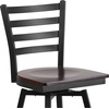 image:imageFlash Furniture Hercules Series Ladder Back Swivel Barstool Commercial Grade Modern Metal Bar Stool with Padded 360Degree Swivel Seat BlackWalnut Wood SeatBlack Metal Frame