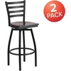 image:imageFlash Furniture Hercules Series Ladder Back Swivel Barstool Commercial Grade Modern Metal Bar Stool with Padded 360Degree Swivel Seat BlackWalnut Wood SeatBlack Metal Frame