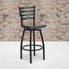 image:imageFlash Furniture Hercules Series Ladder Back Swivel Barstool Commercial Grade Modern Metal Bar Stool with Padded 360Degree Swivel Seat BlackWalnut Wood SeatBlack Metal Frame