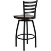 image:imageFlash Furniture Hercules Series Ladder Back Swivel Barstool Commercial Grade Modern Metal Bar Stool with Padded 360Degree Swivel Seat BlackWalnut Wood SeatBlack Metal Frame