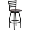 image:imageFlash Furniture Hercules Series Ladder Back Swivel Barstool Commercial Grade Modern Metal Bar Stool with Padded 360Degree Swivel Seat BlackWalnut Wood SeatBlack Metal Frame