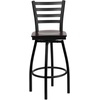 image:imageFlash Furniture Hercules Series Ladder Back Swivel Barstool Commercial Grade Modern Metal Bar Stool with Padded 360Degree Swivel Seat BlackWalnut Wood SeatBlack Metal Frame