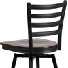 image:imageFlash Furniture Hercules Series Ladder Back Swivel Barstool Commercial Grade Modern Metal Bar Stool with Padded 360Degree Swivel Seat BlackWalnut Wood SeatBlack Metal Frame