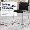 image:imageFlash Furniture Hercules Set of 3 Kenai Stackable Sled Base Counter Stools  Commercial 400 lb Capacity Contoured Back PowderCoated Base  BlackChrome Stack 3 HighBlack PlasticChrome Frame
