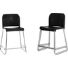 image:imageFlash Furniture Hercules Set of 3 Kenai Stackable Sled Base Counter Stools  Commercial 400 lb Capacity Contoured Back PowderCoated Base  BlackChrome Stack 3 HighBlack PlasticChrome Frame